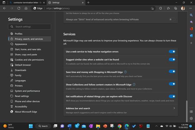 Change Default Search Engine to Google in Edge